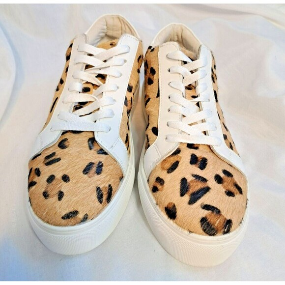 Myra Size 9.5/40 Leopard Hairon Calf Hair Leather Platform Sneaker Low Rise - Picture 5 of 16